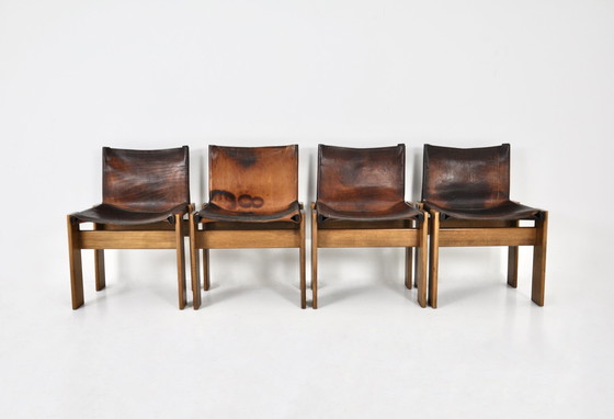 Image 1 of Chaises de salle à manger Monk par Afra & Tobia Scarpa pour Molteni, 1970, ensemble de 4