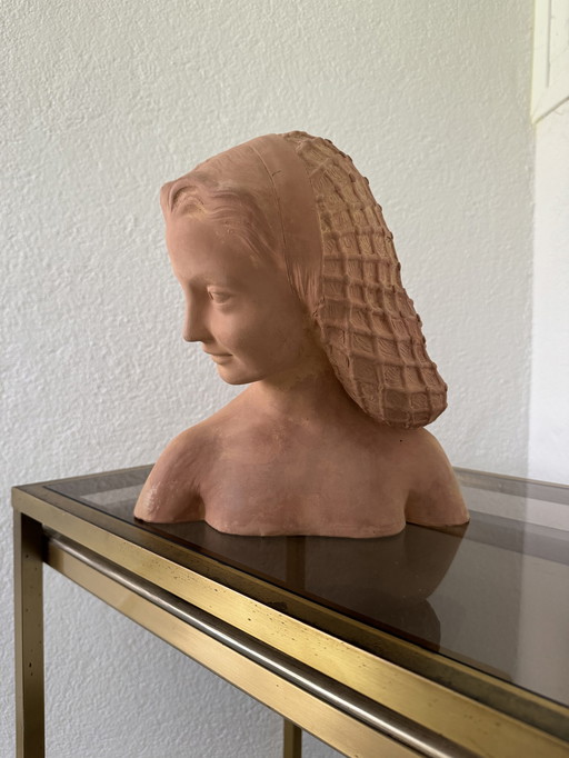 Sculpture Terracotta Bust Signed Guéro