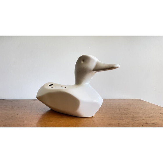 Image 1 of Vintage ceramic duck flower holder, 1980