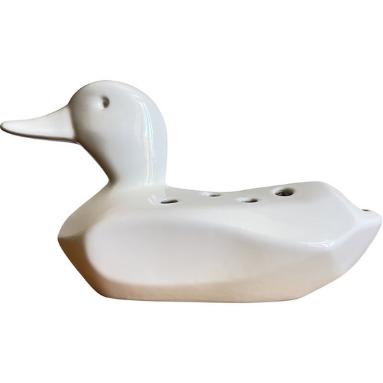 Image 1 of Vintage ceramic duck flower holder, 1980