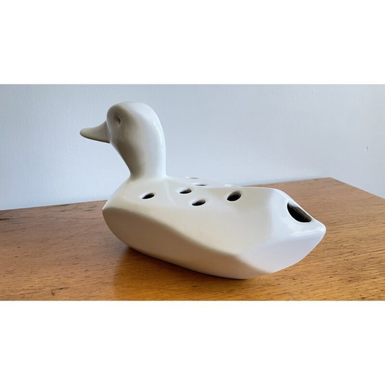 Image 1 of Vintage ceramic duck flower holder, 1980