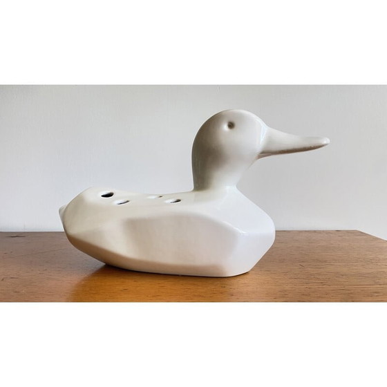 Image 1 of Vintage ceramic duck flower holder, 1980