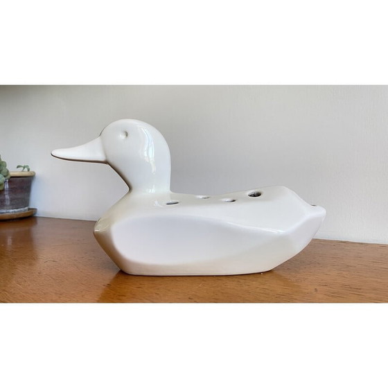Image 1 of Vintage ceramic duck flower holder, 1980