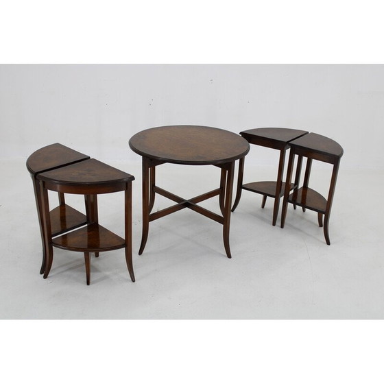 Image 1 of Vintage Art Deco walnut nesting tables, Czechoslovakia 1930