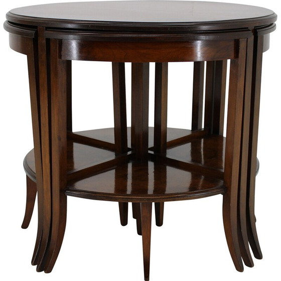 Image 1 of Vintage Art Deco walnut nesting tables, Czechoslovakia 1930