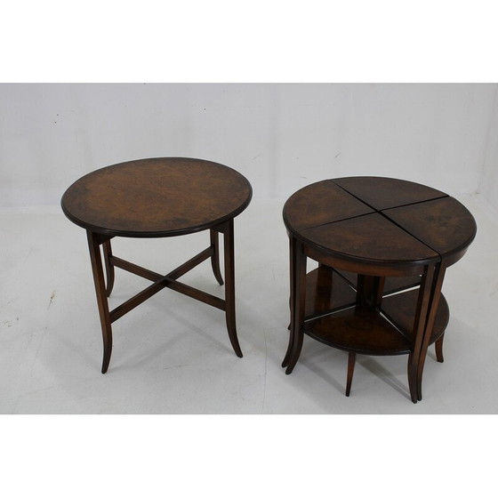 Image 1 of Vintage Art Deco walnut nesting tables, Czechoslovakia 1930