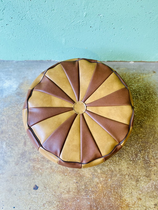 Vintage leather pouf beanbag stool
