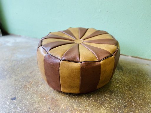 Vintage leather pouf beanbag stool