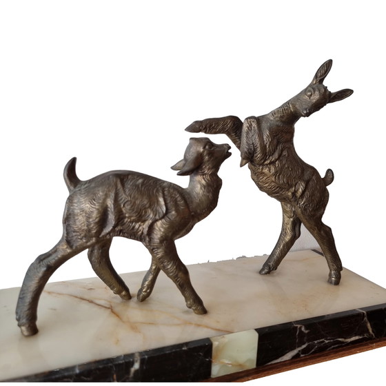 Image 1 of M.Leducg sculpture goats and marble