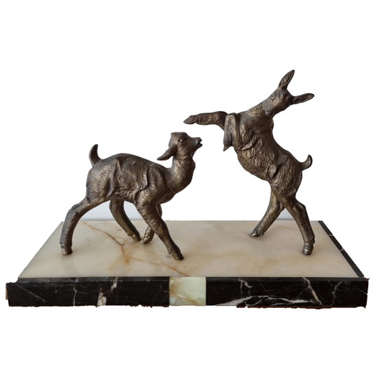 Image 1 of M.Leducg sculpture goats and marble