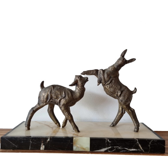 Image 1 of M.Leducg sculpture goats and marble