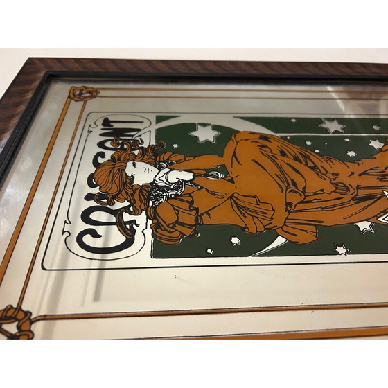 Image 1 of Vintage wooden frame mirror by Alphonse Mucha, 1970