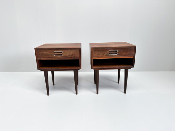 Image 1 of Set Of 2 Rosewood Nightstands in the style of Johannes Andersen For Dyrlund 1960S