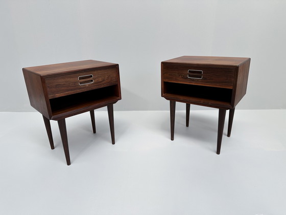 Image 1 of Set Of 2 Rosewood Nightstands in the style of Johannes Andersen For Dyrlund 1960S