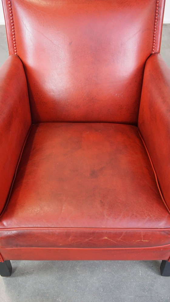 Image 1 of Red Armchair Made Of Sheepskin