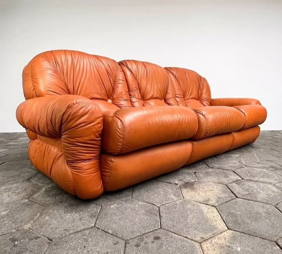 Image 1 of Cognac Leather Sofa From Italy 1970s