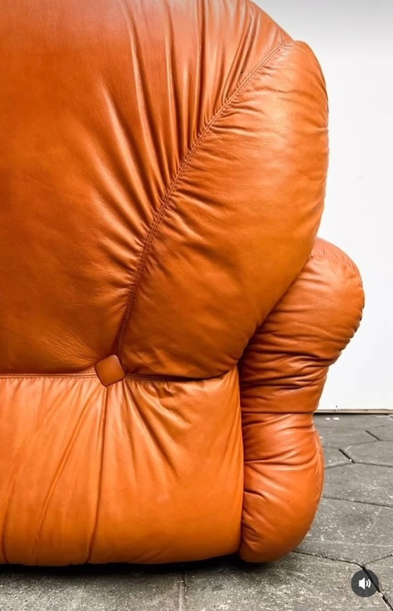 Image 1 of Cognac Leather Sofa From Italy 1970s