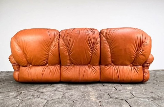 Image 1 of Cognac Leather Sofa From Italy 1970s