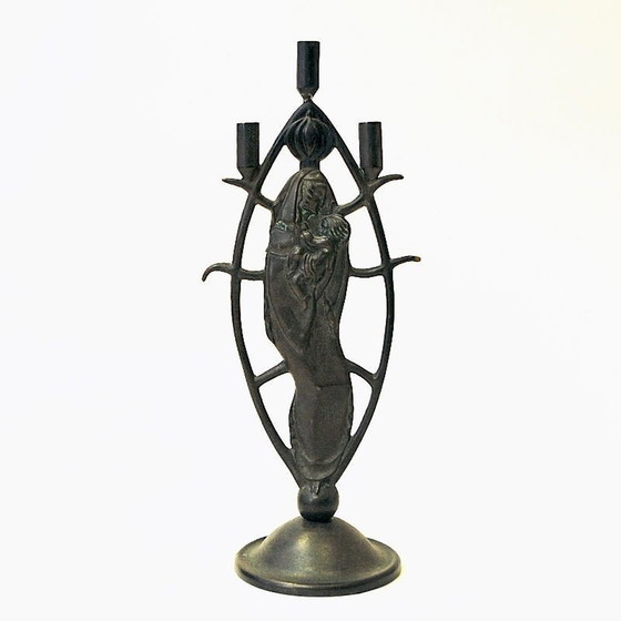 Image 1 of Vintage bronze candlestick by Oscar Antonsson for Ystad metall, Sweden 1930