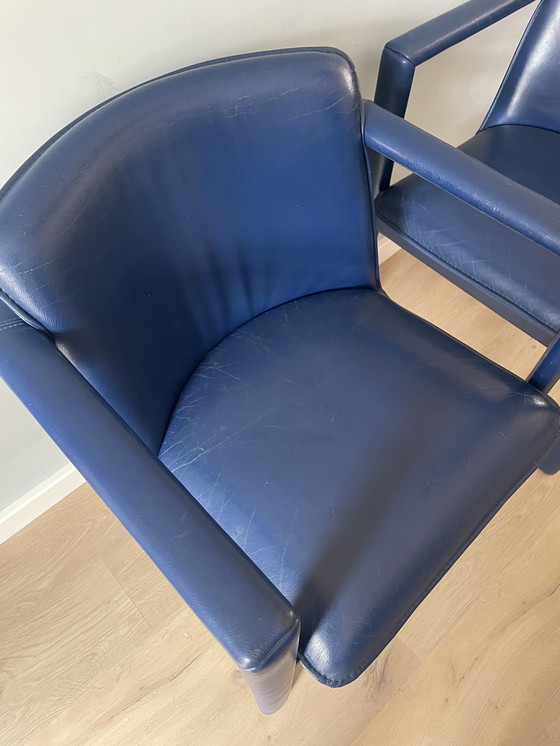 Image 1 of 4x Leolux Cachucha dining room chairs blue leather