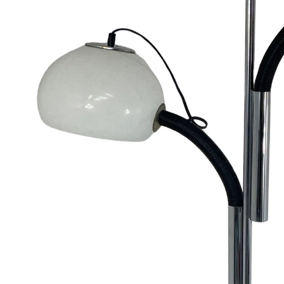 Image 1 of Space Age Design / MCM Floor lamp - Adjustable in height - Large arc with a white acrylic shade - Presumably Italian in the styl