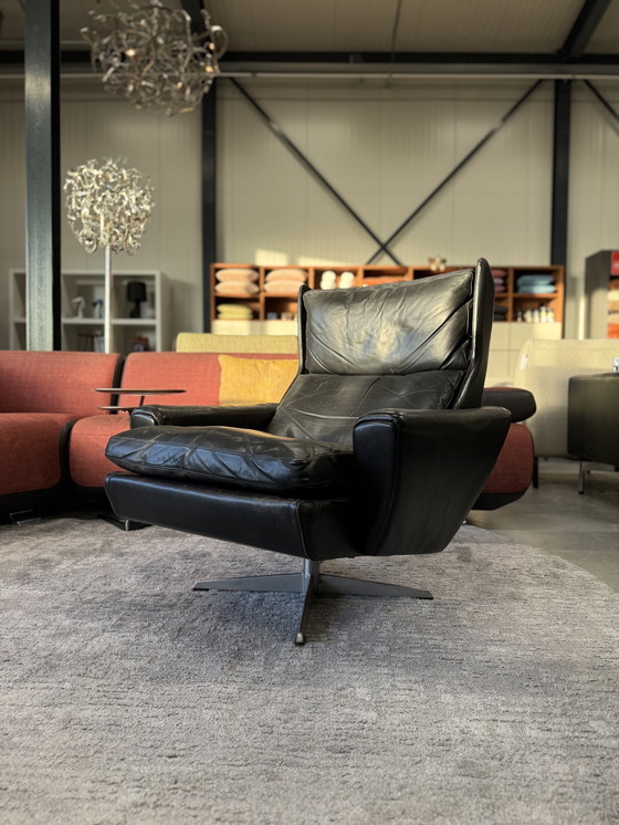 Image 1 of Danish Vintage Swivel Armchair Leather