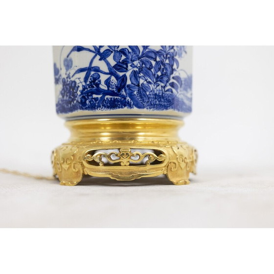 Image 1 of Vintage Japanese porcelain and gilt bronze lamp, 1880