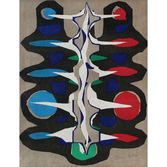 Image 1 of Litografía antigua «Composición abstracta» de Etienne-Martin, 1975