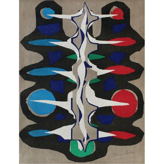 Image 1 of Litografía antigua «Composición abstracta» de Etienne-Martin, 1975