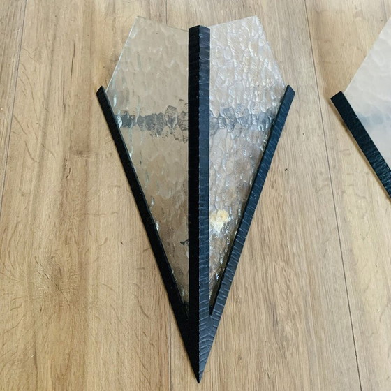 Image 1 of Pair of vintage Art Deco wall lamp in opalescent glass