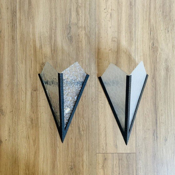 Image 1 of Pair of vintage Art Deco wall lamp in opalescent glass