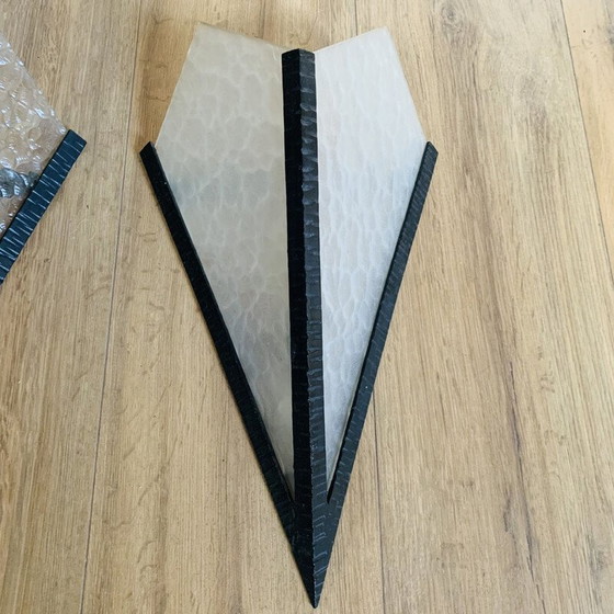 Image 1 of Pair of vintage Art Deco wall lamp in opalescent glass