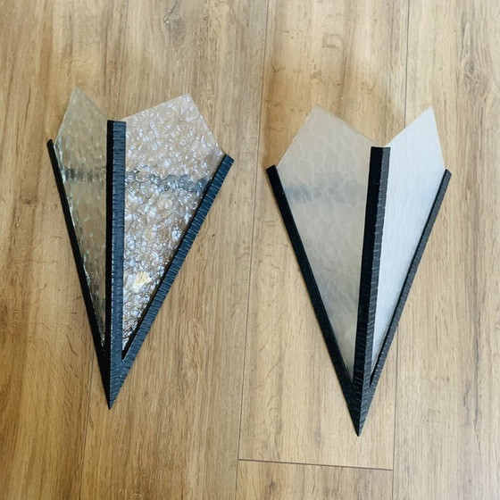 Image 1 of Pair of vintage Art Deco wall lamp in opalescent glass