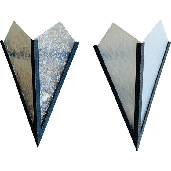 Image 1 of Pair of vintage Art Deco wall lamp in opalescent glass