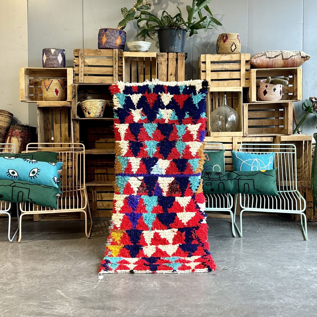 Boho Red Berber Moroccan Cotton Rug | €250 | Whoppah