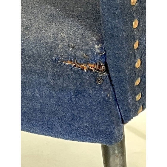 Image 1 of Poltrona vintage italiana in tessuto blu e ottone, anni '50