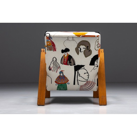 Image 1 of Vintage modernist armchair in fabric by Pierre Frey, 1960