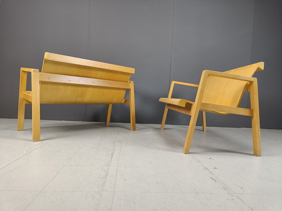 Image 1 of Mid Century Plywood Benches In The Manner Of Alvar Aalto, 1960 - Set Of 2