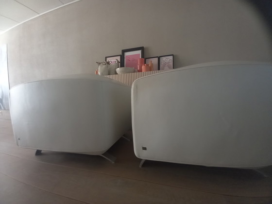 Image 1 of 2x Fauteuils Rolf Benz en cuir blanc