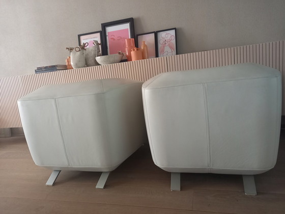 Image 1 of 2x Rolf Benz armchairs white leather