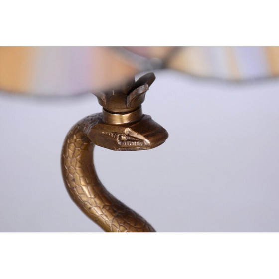 Image 1 of Vintage Art Deco marble and bronze table lamp, Czechoslovakia 1920