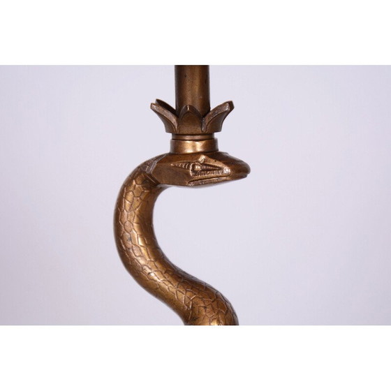 Image 1 of Vintage Art Deco marble and bronze table lamp, Czechoslovakia 1920