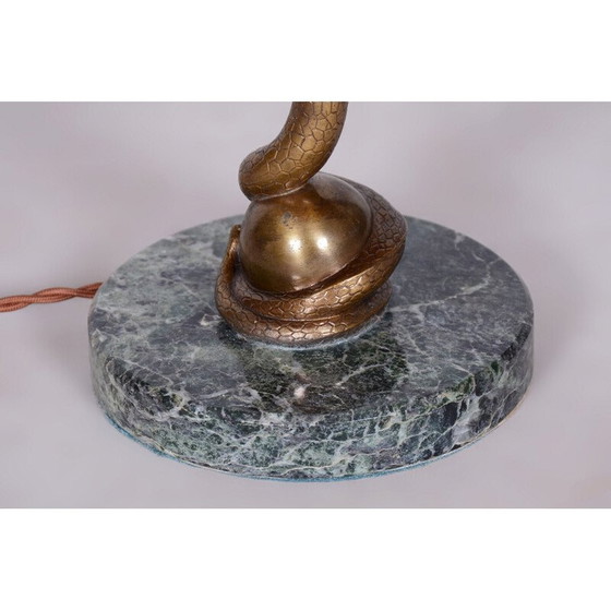 Image 1 of Vintage Art Deco marble and bronze table lamp, Czechoslovakia 1920