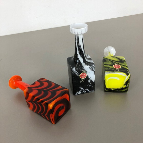 Image 1 of Set di 3 vasi vintage Pop Art Opaline Florence, Italia, anni '70