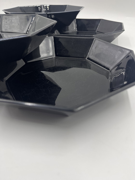 Image 1 of Set Of 6 Arcoroc Black Soup Plates