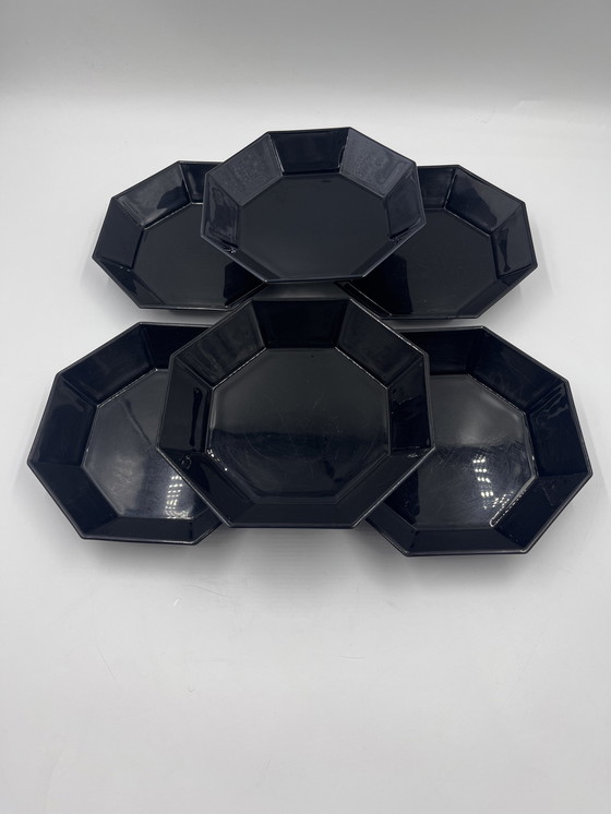 Image 1 of Set Of 6 Arcoroc Black Soup Plates