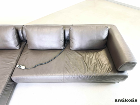 Image 1 of Ewald Schillig corner sofa couch leather brown extendable