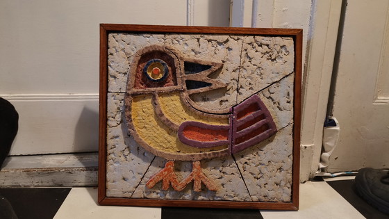 Image 1 of Scultura da parete in ceramica a forma di uccello 