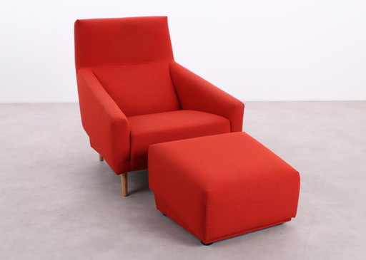 Sancal Soul armchair + footstool red