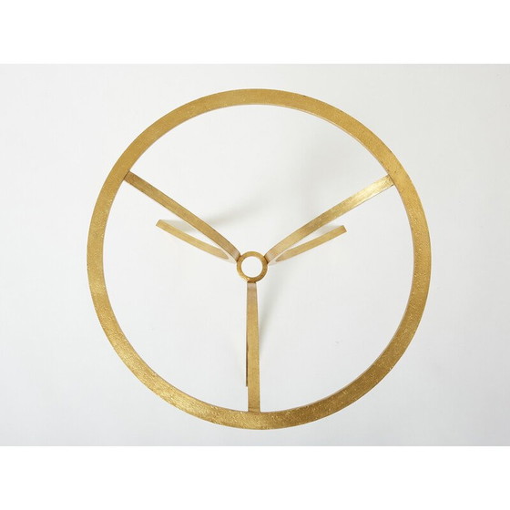 Image 1 of Tavolo vintage con piedistallo in ferro dorato e vetro di Roger Thibier, 1960